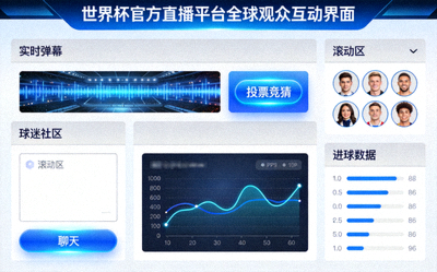 世界杯官方直播平台策划案例 - 全球观众互动界面